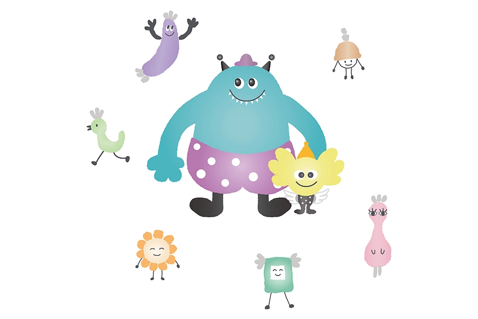 岡崎ならい歯科のキャラクター。可愛くカラフルで子供に親しみやすいデザイン｜かわいいデザイン研究所